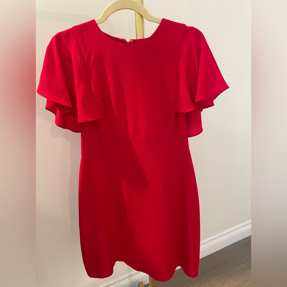 Maggy London Red Flutter Sleeve Mini Dress